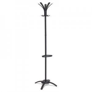 Alba CLEO Coat Stand, Stand Alone Rack, Ten Knobs, Steel/Plastic, 19.75w x 19.75d x 68.9h, Black