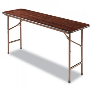 Alera Wood Folding Table, Rectangular, 60w x 18d x 29h, Walnut ALEFT726018MY FT726018MY