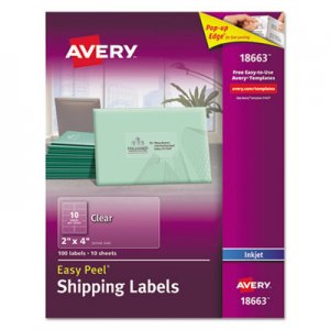Avery Matte Clear Easy Peel Mailing Labels w/ Sure Feed Technology, Inkjet Printers, 2 x 4, Clear, 10/Sheet, 10