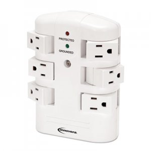 Innovera Wall Mount Surge Protector, 6 Outlets, 2160 Joules, White IVR71651