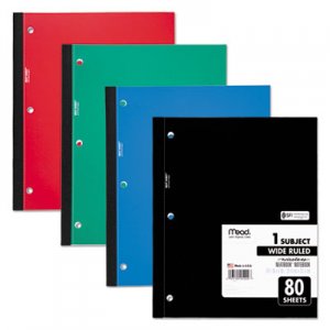 Mead Wireless Neatbook Notebook, 1 Subject, Wide/Legal Rule, Assorted Color Covers, 10.5 x 8, 80 Sheets MEA05222 05222