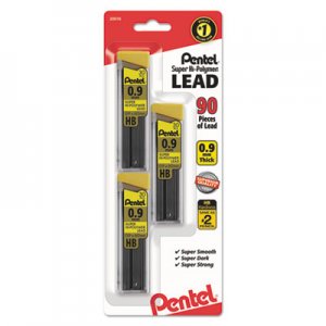 Pentel Super Hi-Polymer Lead Refills, 0.9 mm, HB, Black, 30/Tube, 3 Tubes/Pack PENC29BPHB3 C29BPHB3