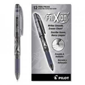 Pilot FriXion Point Erasable Stick Gel Pen, Extra-Fine 0.5mm, Black Ink, Black Barrel PIL31573 31573