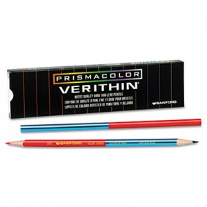 Prismacolor Verithin Dual-Ended Two-Color Pencils, 2 mm, Blue/Red Lead, Blue/Red Barrel, Dozen SAN02456 02456