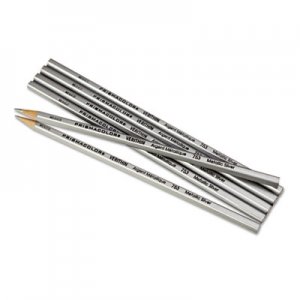 Prismacolor Verithin Smear-Proof Colored Pencils, 2 mm, Metallic Silver Lead, Metallic Silver Barrel, Dozen SAN02460 02460