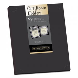 Southworth Certificate Holder, Black, 105lb Linen Stock, 12 x 9 1/2, 10/Pack SOUPF18 PF18