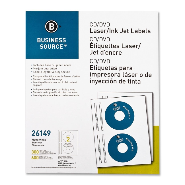 Business Source CD/DVD Laser/Inkjet Label 26149