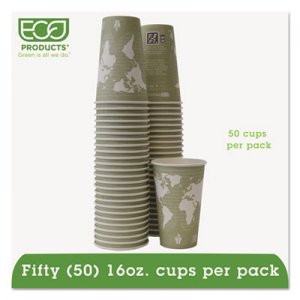 Eco-Products World Art Renewable/Compostable Hot Cups, 16 oz, Moss, 50/Pack ECOEPBHC16WAPK EP-BHC16-WAPK