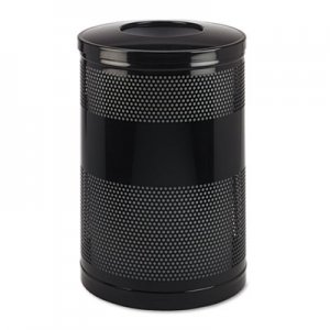 Rubbermaid Commercial Classics Perforated Open Top Receptacle, Round, Steel, 51 gal, Black RCPS55ETBK FGS55ETBKPL