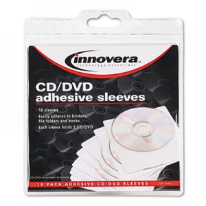 Innovera Self-Adhesive CD/DVD Sleeves, 10/Pack IVR39402