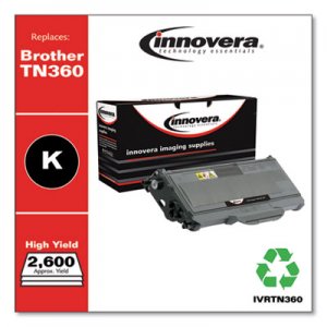 Innovera Remanufactured Black High-Yield Toner, Replacement for Brother TN360, 2,600 Page-Yield IVRTN360