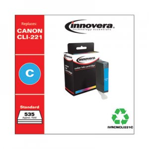 Innovera Remanufactured Cyan Ink, Replacement for Canon CLI-221C (2947B001), 535 Page-Yield IVRCNCLI221C