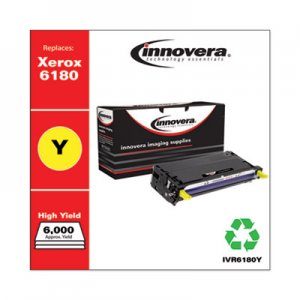Innovera Remanufactured Yellow High-Yield Toner, Replacement for Xerox 6180 (113R00725), 6,000 Page-Yield IVR6180Y