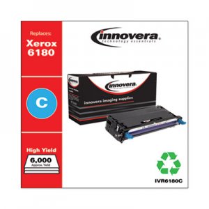 Innovera Remanufactured Cyan High-Yield Toner, Replacement for Xerox 6180 (113R00723), 6,000 Page-Yield IVR6180C