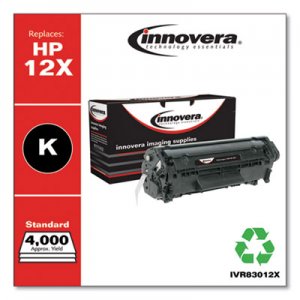 Innovera Remanufactured Black Extended-Yield Toner, Replacement for HP 12X (Q2612X), 4,000 Page-Yield IVR83012X