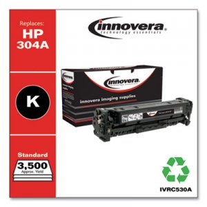 Innovera Remanufactured Black Toner, Replacement for HP 304A (CC530A), 3,500 Page-Yield IVRC530A