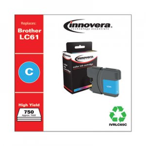 Innovera Remanufactured Cyan High-Yield Ink, Replacement for Brother LC65C, 750 Page-Yield IVRLC65C