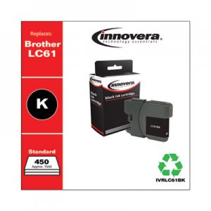 Innovera Remanufactured Black Ink, Replacement for Brother LC61BK, 450 Page-Yield IVRLC61BK