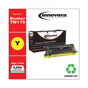 Innovera Remanufactured Yellow High-Yield Toner, Replacement for Brother TN115Y, 4,000 Page-Yield IVRTN115Y