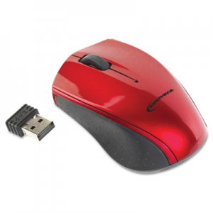 Innovera Mini Wireless Optical Mouse, 2.4 GHz Frequency/30 ft Wireless Range, Left/Right Hand Use, Red/Black IVR62204