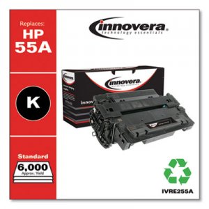 Innovera Remanufactured Black Toner, Replacement for HP 55A (CE255A), 6,000 Page-Yield IVRE255A