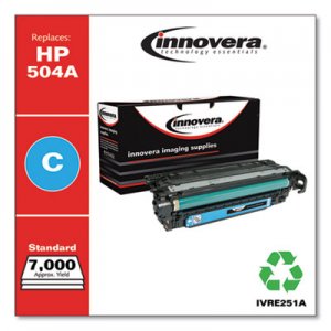 Innovera Remanufactured Cyan Toner, Replacement for HP 504A (CE251A), 7,000 Page-Yield IVRE251A