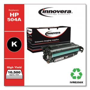 Innovera Remanufactured Black High-Yield Toner, Replacement for HP 504X (CE250X), 10,500 Page-Yield IVRE250X