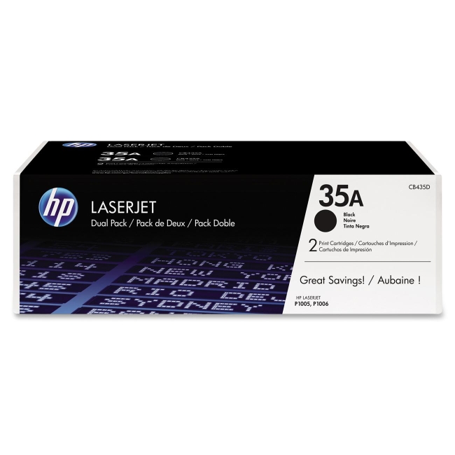 HP 2-pack Black Original LaserJet Toner Cartridges CB435D 35A