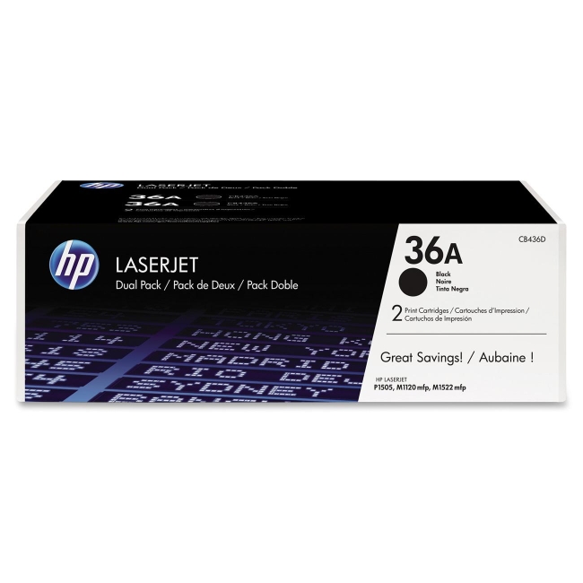 HP 2-pack Black Original LaserJet Toner Cartridges CB436D 36A