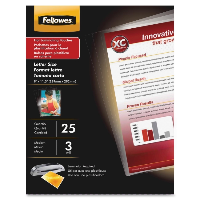 Fellowes Glossy Pouches - Letter, 3mil, 150Pack 5200509