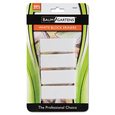 Baumgartens Block Eraser, Latex Free, White, 4/Pack 74121 BAU74121