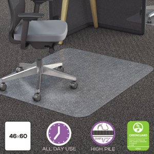 deflecto All Day Use Chair Mat - All Carpet Types, 46 x 60, Rectangle, Clear DEFCM11442FPC CM11442FPC