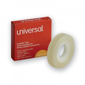 Universal Invisible Tape, 1" Core, 0.5" x 36 yds, Clear UNV81236