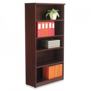 Alera Valencia Series Bookcase, Five-Shelf, 31 3/4w x 14d x 65h, Mahogany ALEVA636632MY