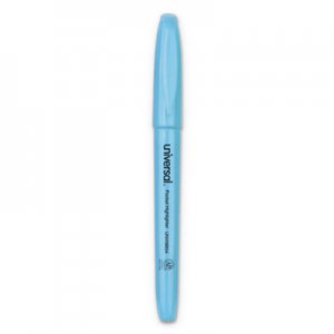 Universal Pocket Highlighters, Chisel Tip, Fluorescent Blue, Dozen UNV08854