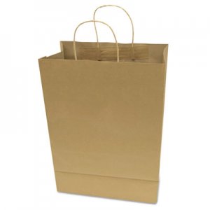 COSCO Premium Shopping Bag, 12" x 6.5" x 17", Brown Kraft, 50/Box COS091566 091566