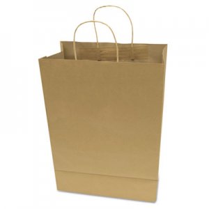 COSCO Premium Shopping Bag, 10" x 4.5" x 13", Brown Kraft, 50/Box COS091565 091565