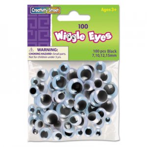 Creativity Street Wiggle Eyes Assortment, Assorted Sizes, Black, 100/Pack CKC344602 3446-02