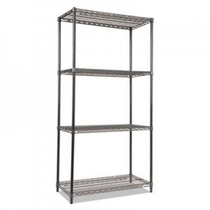 Alera Wire Shelving Starter Kit, Four-Shelf, 36w x 18d x 72h, Black Anthracite ALESW503618BA