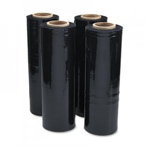 Universal Black Stretch Film, 18" x 1, 500ft Roll, 20mic (80-Gauge), 4/Carton UNV62120