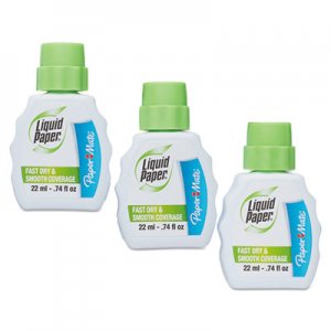 Paper Mate Liquid Paper Fast Dry Correction Fluid, 22 ml Bottle, White, 3/Pack PAP5643115 5643115