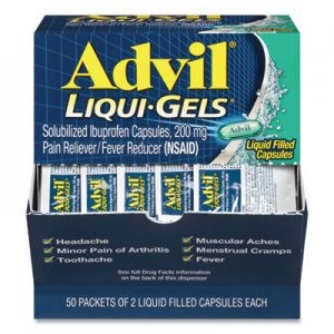 Advil Liqui-Gels, Two-Pack, 50 Packs/Box PFYBXAVLQG50BX BXAVLQG50BX