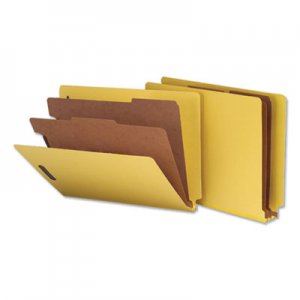 Universal Deluxe Six-Section Colored Pressboard End Tab Classification Folders, 2 Dividers, Letter Size, Yellow, 10/Box UNV10319