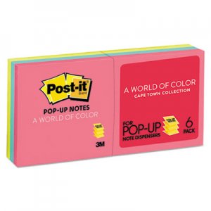 Post-it Pop-up Notes Original Pop-up Refill, 3 x 3, Assorted Cape Town Colors, 100-Sheet, 6/Pack