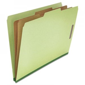 Universal Six--Section Pressboard Classification Folders, 2 Dividers, Legal Size, Green, 10/Box UNV10281