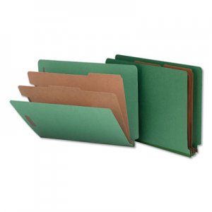 Universal Deluxe Six-Section Colored Pressboard End Tab Classification Folders, 2 Dividers, Letter Size, Green, 10/Box UNV10317