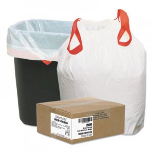 Draw 'n Tie Heavy-Duty Trash Bags, 13 gal, 0.9 mil, 24.5" x 27.38", White, 200/Box