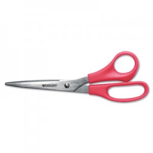 Westcott Value Line Stainless Steel Shears, 8" Long, 3.5" Cut Length, Red Straight Handle ACM40618 40618