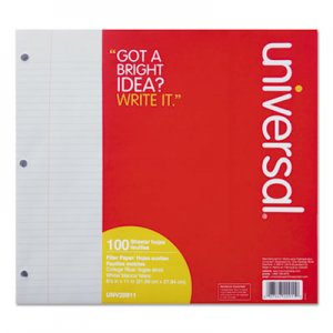 Universal Filler Paper, 3-Hole, 8.5 x 11, Medium/College Rule, 100/Pack UNV20911