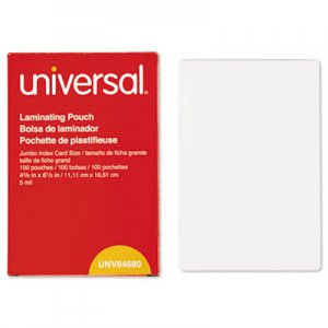 Universal Laminating Pouches, 5 mil, 6.5" x 4.38", Crystal Clear, 100/Box UNV84680